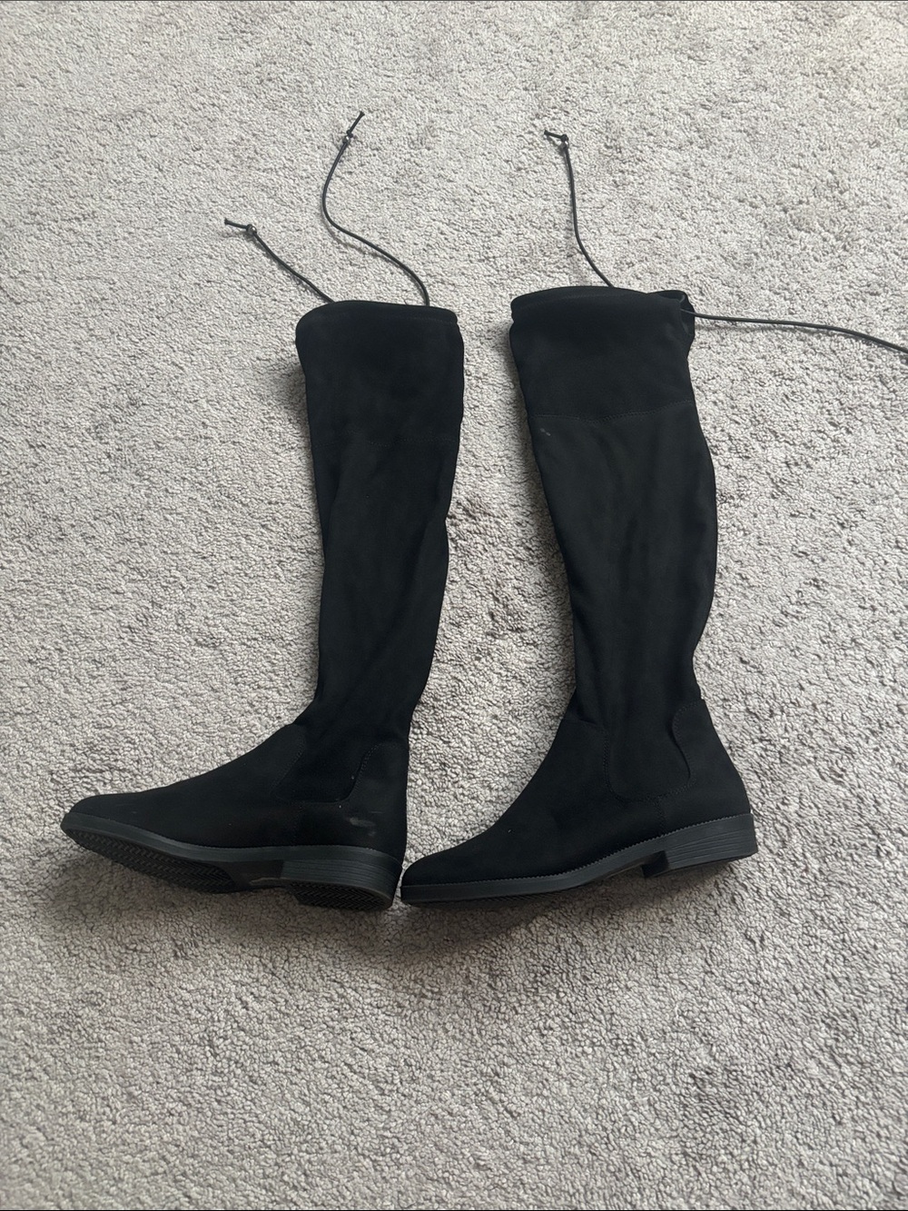Black Over-the-Knee Women's Boots - Sleek Stretch Design